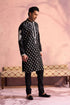 SHRESTHA By VASTRAMAY Men's Black Silk Embroidered Ethnic Kurta Pyjama Set