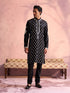 SHRESTHA By VASTRAMAY Men's Black Silk Embroidered Ethnic Kurta Pyjama Set