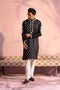 SHRESTHA By VASTRAMAY Men's Black Silk Embroidered Ethnic Kurta With Pant Set