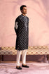 SHRESTHA By VASTRAMAY Men's Black Silk Embroidered Ethnic Kurta With Pant Set