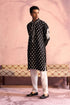 SHRESTHA By VASTRAMAY Men's Black Silk Embroidered Ethnic Kurta With Pant Set
