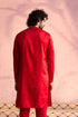 SHRESTHA By VASTRAMAY Men's Red Silk Blend Embroidered Ethnic Kurta