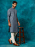 SHRESTHA BY VASTRAMAY Men's Grey Cotton Schiflli Kurta Pant Set