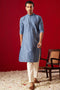 SHRESTHA BY VASTRAMAY Men's Grey Cotton Schiflli Kurta Pant Set