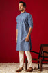 SHRESTHA BY VASTRAMAY Men's Grey Cotton Schiflli Kurta Pant Set
