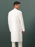 Vastramay Men's Cream Embroidered Cotton Blend Kurta