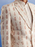 Vastramay Men's Cream Leaf Printed Blazer With Kurta Pyjama Set