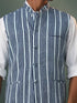 Vastramay Men's Indigo Striped Kantha Stich Nehru Jacket