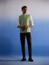 Vastramay Men's Green Jacquard Nehru Jacket