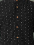Vastramay Men's Black Jacquard Cotton Nehru Jacket