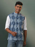 Vastramay Men's Blue Printed Nehru Jacket