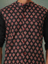 Vastramay Men's Black Floral Printed Cotton Nehru Jacket