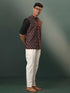 Vastramay Men's Black Floral Printed Cotton Nehru Jacket