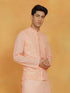 Vastramay Mens Peach Cotton Nehru Jacket