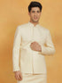 Vastramay Men's Cream Cotton Linen Jodhpuri