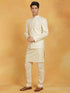 Vastramay Men's Cream Linen Cotton jodhpuri, Kurta and Pyjama Set