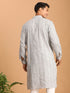 Vastramay Men's Grey And White Batik Printed Kurta