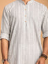 Vastramay Men's Grey And White Batik Printed Kurta