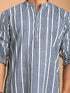 Vastramay Men's White And Blue Striped cotton Kurta