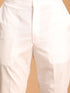 Vastramay Men's White And Blue Striped cotton Kurta with White Pant Set