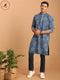 Vastramay Men's Blue Dot Printed Denim Kurta