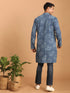 Vastramay Men's Blue Dot Printed Denim Kurta