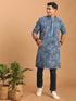 Vastramay Men's Blue Dot Printed Denim Kurta