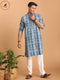 Vastramay Men's Indigo Washed Denim Kurta With White Pant Set