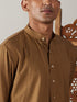 Vastramay Men's Coffee Cotton Cool Dyable Kurta with Cream Pant Set