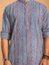 Vastramay Men's Indigo Printed cotton Kurta