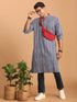 Vastramay Men's Indigo Printed cotton Kurta