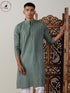Vastramay Men's Green cotton Jacquard Kurta