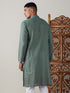 Vastramay Men's Green cotton Jacquard Kurta