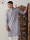 Vastramay Men's Grey cotton Jacquard Kurta
