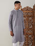 Vastramay Men's Grey cotton Jacquard Kurta