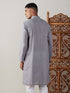 Vastramay Men's Grey cotton Jacquard Kurta