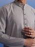 Vastramay Men's Grey And White Pure Cotton Kurta Pyjama Set
