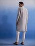 Vastramay Men's Grey And White Pure Cotton Kurta Pyjama Set