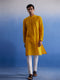 Vastramay Men's Mustard And White Pure Cotton Kurta Pyjama Set