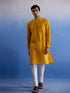 Vastramay Men's Mustard And White Pure Cotton Kurta Pyjama Set