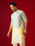 Vastramay Men's Multicolor Base Yellow cotton Printed Kurta