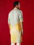 Vastramay Men's Multicolor Base Yellow cotton Printed Kurta