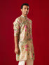 Vastramay Men's Multicolor Base Beige cotton Printed Kurta