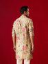 Vastramay Men's Multicolor Base Beige cotton Printed Kurta