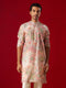 Vastramay Men's Multicolor Base Peach cotton Printed Kurta