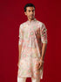Vastramay Men's Multicolor Base Peach cotton Printed Kurta
