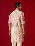 Vastramay Men's Multicolor Base Peach cotton Printed Kurta