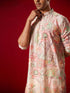 Vastramay Men's Multicolor Base Peach cotton Printed Kurta