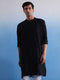 Vastramay Men's Black Hakooba Cotton Kurta