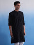 Vastramay Men's Black Hakooba Cotton Kurta